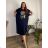 Langes Kleid Oversize Kurzarm Damen Viskose Oversize Dreamcatcher (2XL/3XL/4XLONE SIZE) ITALIAN FASHION MD22450/DUR dunkelblau 2XL/3XL