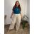 Lange Damen-Sommerhose, Übergröße (44/46/48 Einheitsgröße) ITALIAN FASHION IMC25251  dunkler Smaragd