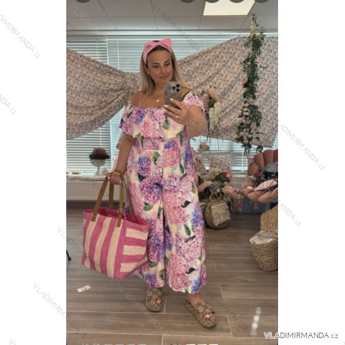 Langer Overall mit Anhänger 3/4 Langarm Damen Übergröße (50-58) ITALIAN FASHION IMWEC24016