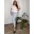 Elegante Hose mit Gürtel für Damen (S/M/L ONE SIZE) ITALIAN FASHION IM425057 44/46/48 šedá světlá