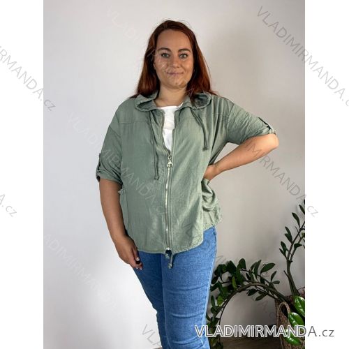 Übergroßer gestrickter Langarmpullover für Damen (S/M EINHEITSGRÖSSE) ITALIAN FASHION IMSN2416125  grünes Khaki