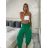 Trainingshose lang Damen (uni s / m) ITALIENISCH MODA IM419836 -   grün -   S / M / L