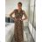 Langes, elegantes, ärmelloses Icecool-Kleid für Damen (S/ML/XL) ITALIAN FASHION AINUOSI IMB24Y1090 -   hnědá leopard -   L / XL