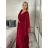 Langes elegantes Kurzarmkleid für Damen (S/M/L EINHEITSGRÖSSE) ITALIAN FASHION IMPSH2550410 M / L Wein