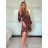 Elegantes Leoparden Langarm Damenkleid (S / M ONE SIZE) ITALIAN FASHION IMWY216554 S / M dunkelbraun