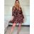 Elegantes Leoparden Langarm Damenkleid (S / M ONE SIZE) ITALIAN FASHION IMWY216554 S / M dunkelbraun