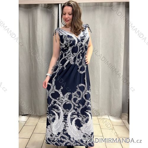 Šaty košilové dlouhý rukáv dámské (S/M ONE SIZE) ITALSKÁ MODA IMB239903 M / L dunkelblau