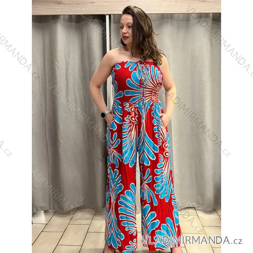 Langer Overall mit Anhänger 3/4 Langarm Damen Übergröße (50-58) ITALIAN FASHION IMWEC24016 44/46/48 rot