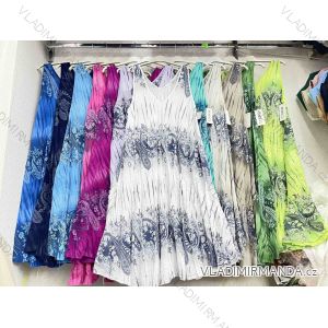 Langes Chiffon-Kurzarmkleid für Damen (S/M ONE SIZE) ITALIAN FASHION IMWGM23456
