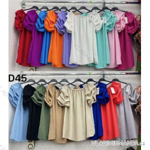 Langes Chiffon-Kurzarmkleid für Damen (S/M ONE SIZE) ITALIAN FASHION IMWGS231048