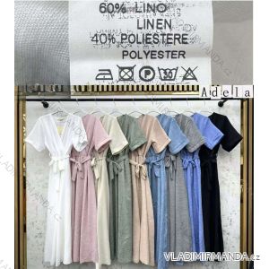 Langes Sommerkleid mit kurzen Ärmeln für Damen (S/M/L Einheitsgröße) ITALIAN FASHION IMWBA25989