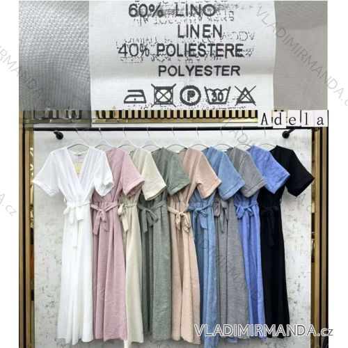 Langes Sommerkleid mit kurzen Ärmeln für Damen (S/M/L Einheitsgröße) ITALIAN FASHION IMWBA25989
