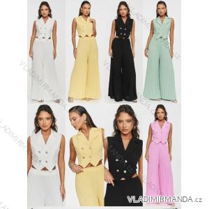 Set aus eleganter ärmelloser Weste und langer Bundfaltenhose für Damen (XS/S/M ONE SIZE) ITALIAN FASHION IMM25M41038