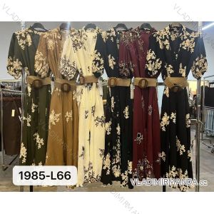 Langes elegantes Sommerkleid mit Gürtel, kurze Ärmel, Damen (XS/S/M ONE SIZE) ITALIAN FASHION IMM25m1985