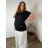 Klassisches Kurzarmkleid Damen (uni s-l) ITALIENISCHES MODA IMC20206 -   schwarz -   2XL/3XL