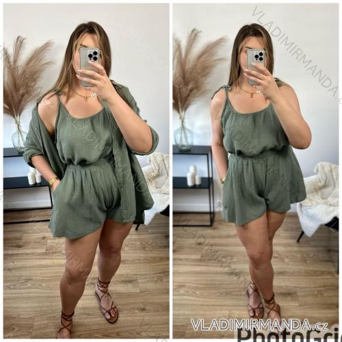 Langer Overall mit Anhänger 3/4 Langarm Damen Übergröße (50-58) ITALIAN FASHION IMWEC24016