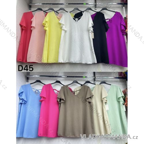 Langes Chiffon-Kurzarmkleid für Damen (S/M ONE SIZE) ITALIAN FASHION IMWGS231048