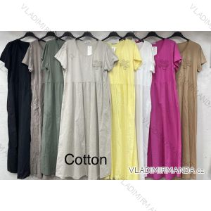 Langes Chiffon-Kurzarmkleid für Damen (S/M ONE SIZE) ITALIAN FASHION IMWGM23456