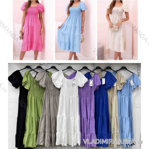 Kurzärmliges Sommer-Freizeitkleid für Damen (S/M/L EINHEITSGRÖSSE) ITALIAN FASHION IMWGB25022