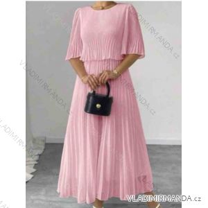 Langes Chiffon-Kurzarmkleid für Damen (S/M ONE SIZE) ITALIAN FASHION IMWGM23456