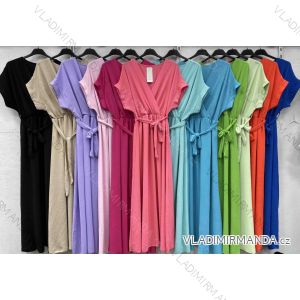 Langes Chiffon-Kurzarmkleid für Damen (S/M ONE SIZE) ITALIAN FASHION IMWGM23456