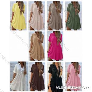 Langes Chiffon-Kurzarmkleid für Damen (S/M ONE SIZE) ITALIAN FASHION IMWGM23456