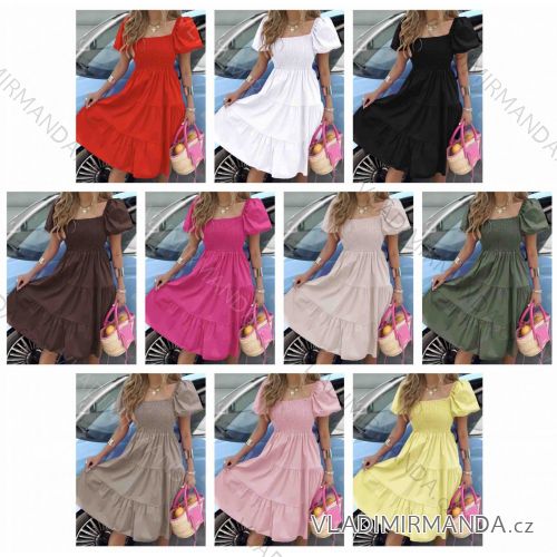 Kurzärmliges Sommer-Freizeitkleid für Damen (S/M/L EINHEITSGRÖSSE) ITALIAN FASHION IMWGB25022
