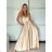 Langes Sommerkleid aus Satin mit Trägern Damen mit Gürtel (UNI S / M) ITALIAN FASHION IMM22INFINITE -   grüne Erbse -   S / M