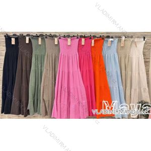 Langes Chiffon-Kurzarmkleid für Damen (S/M ONE SIZE) ITALIAN FASHION IMWGS231048