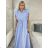 Langes Chiffon-Kurzarmkleid für Damen (S/M ONE SIZE) ITALIAN FASHION IMWGS231048 S / M weiß
