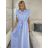 Langes Chiffon-Kurzarmkleid für Damen (S/M ONE SIZE) ITALIAN FASHION IMWGS231048 S / M weiß