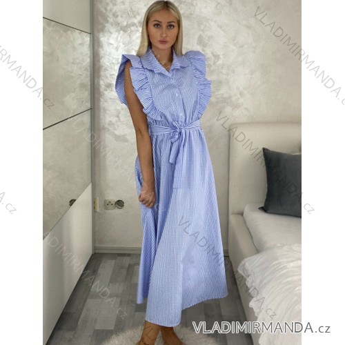 Langes Chiffon-Kurzarmkleid für Damen (S/M ONE SIZE) ITALIAN FASHION IMWGS231048 S / M weiß