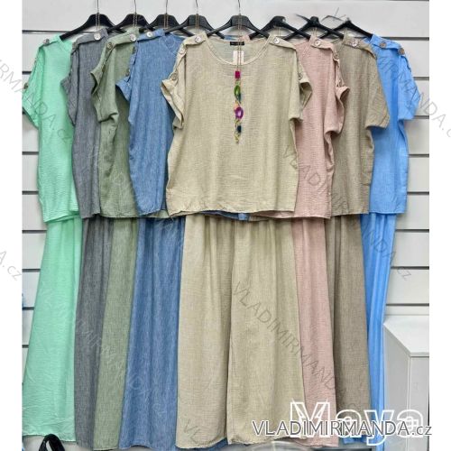 Langes Chiffon-Kurzarmkleid für Damen (S/M ONE SIZE) ITALIAN FASHION IMWGS231048
