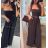 Langer eleganter Musselin-Overall Carmen über der Brust für Damen (S/M/L EINHEITSGRÖSSE) ITALIAN FASHION IMWCL251045