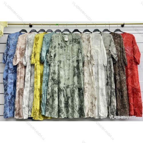 Langes Hemdkleid 3/4 Langarm Damen übergroß (42/44/46 Einheitsgröße) ITALIENISCHE MODE IMWCL251049