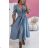 Langes Jeanskleid Sommer 3/4 Langarm Damen (S/M/L Einheitsgröße) ITALIAN FASHION IMWCL251070
