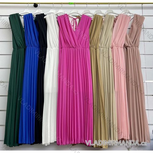 Langes plissiertes Chiffon-Ärmelloses Kleid für Damen (S/M/L EINHEITSGRÖSSE) ITALIAN FASHION IMWCL251073