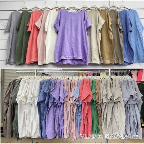 Langärmlige Baumwolltunika für Damen (S/M/L EINHEITSGRÖSSE) ITALIAN FASHION IMWCP25041