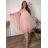 Kurzes elegantes Kurzarmkleid für Damen (S/M/L EINHEITSGRÖSSE) ITALIAN FASHION IMPSH2570006 50/52/54 růžová světlá