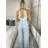 Elegante Hose mit Gürtel für Damen (S/M/L ONE SIZE) ITALIAN FASHION IM425057 S / M / L grünes Khaki