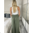 Elegante Hose mit Gürtel für Damen (S/M/L ONE SIZE) ITALIAN FASHION IM425057 S / M / L grünes Khaki