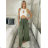 Elegante Hose mit Gürtel für Damen (S/M/L ONE SIZE) ITALIAN FASHION IM425057 S / M / L grünes Khaki
