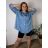 Übergroßer gestrickter Langarmpullover für Damen (S/M EINHEITSGRÖSSE) ITALIAN FASHION IMSN2416125  blau