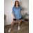 Übergroßer gestrickter Langarmpullover für Damen (S/M EINHEITSGRÖSSE) ITALIAN FASHION IMSN2416125  blau