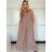 Langes Chiffon-Kurzarmkleid für Damen (S/M ONE SIZE) ITALIAN FASHION IMWGS231048 -   beige -   S / M