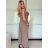 Langes Chiffon-Kurzarmkleid für Damen (S/M ONE SIZE) ITALIAN FASHION IMWGS231048 -   beige -   S / M