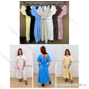 Langes Chiffon-Kurzarmkleid für Damen (S/M ONE SIZE) ITALIAN FASHION IMWGS231048