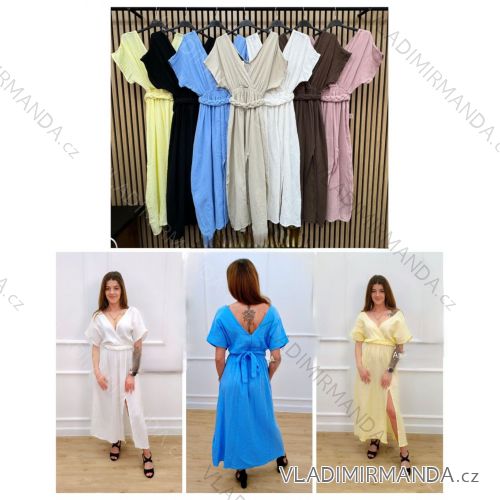 Langes Chiffon-Kurzarmkleid für Damen (S/M ONE SIZE) ITALIAN FASHION IMWGS231048