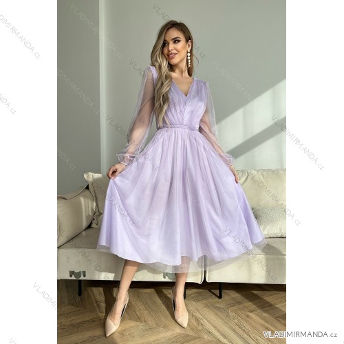 Damen Plus Size (42-46) langes elegantes ärmelloses Partykleid POLISH FASHION PMLBC23265-10 -   lila -   42