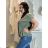 Tunika mit Anhänger Kurzarm Damen Übergröße (3XL/4XL ONE SIZE) ITALIAN FASHION IMC23020 schwarz 